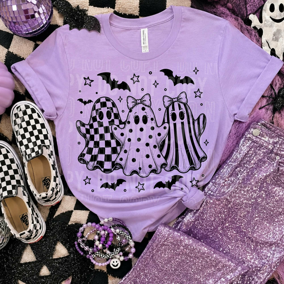 Ghosts (checker, stripe, polkadot) Sunday Special DTF transfer