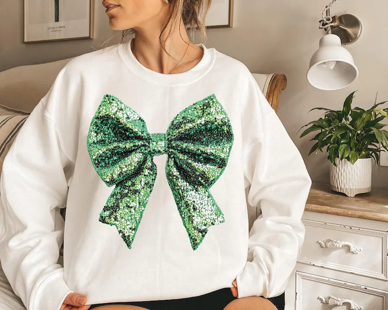 Green sequin bow 67595 DTF transfer