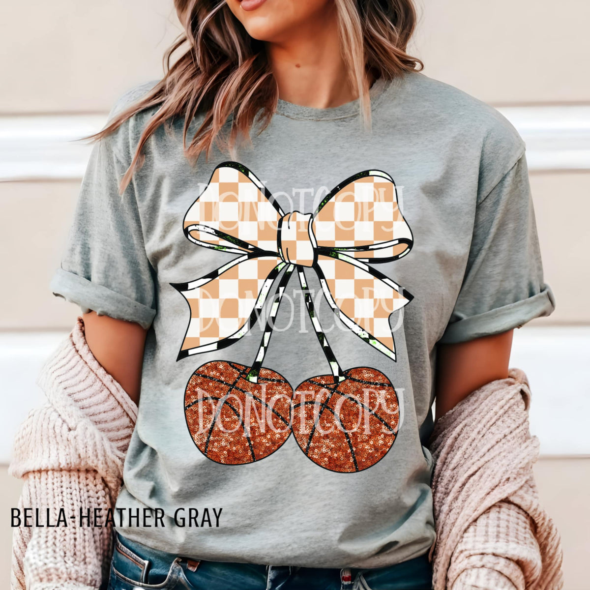 Basketbal Cherries checker bow (csg) DTF transfer