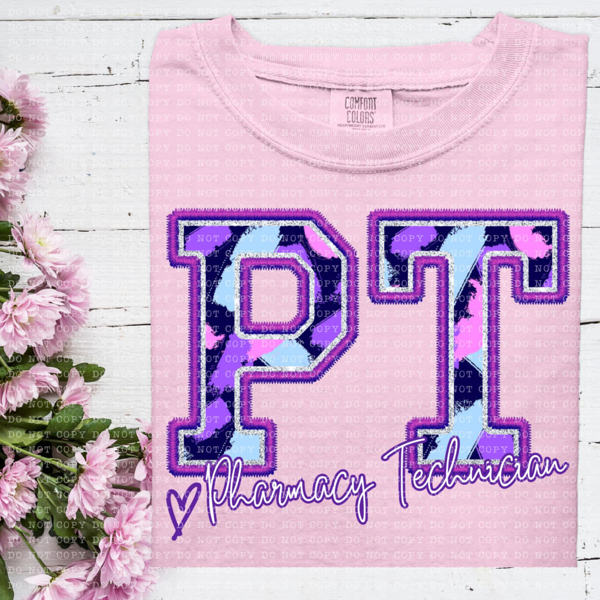 PT pharmacy technician purple brushstrokes (ECHT) 93952 DTF transfer