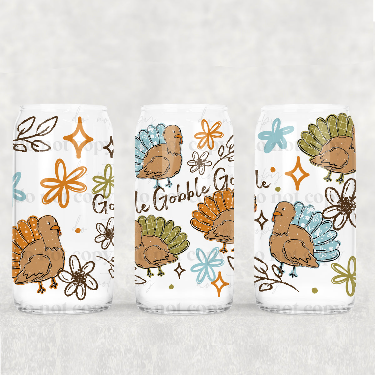 Gobble gobble gobble turkeys (CSC) UV DTF WRAP