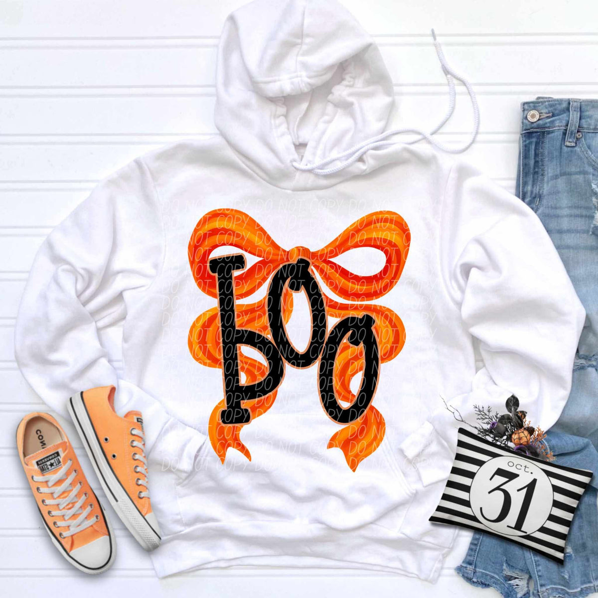 Boo orange bow CITY DTF transfer