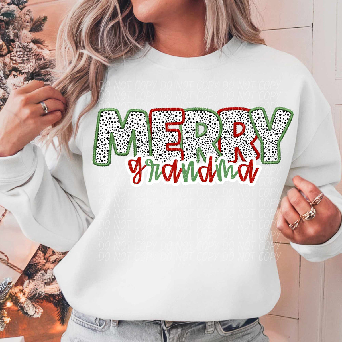 Merry grandma Dalmatian filled (CITY) 65065 DTF transfer