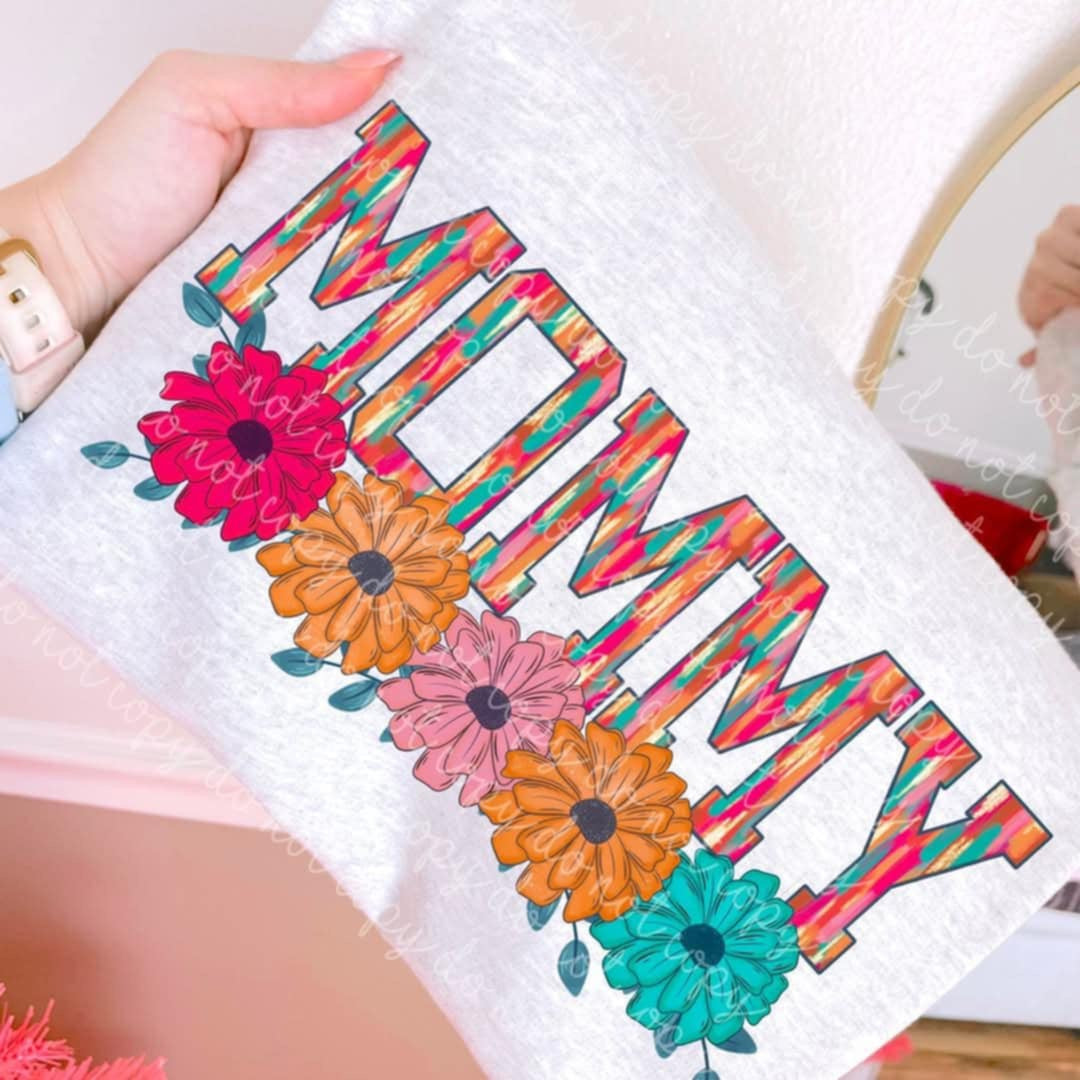 Mommy brushstrokes with flowers (MMD) 97891 DTF transfer