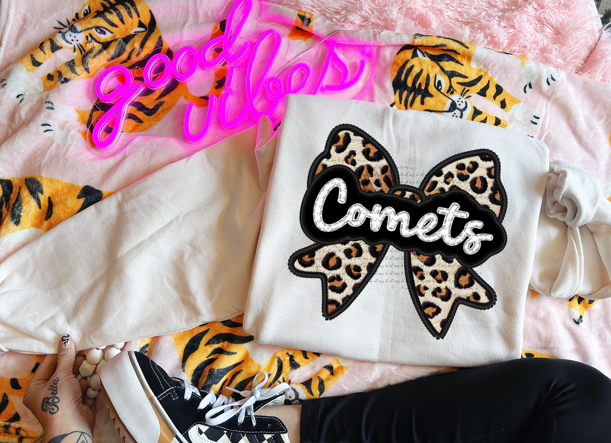 Comets Faux Embroidery Bow 30446 DTF transfer