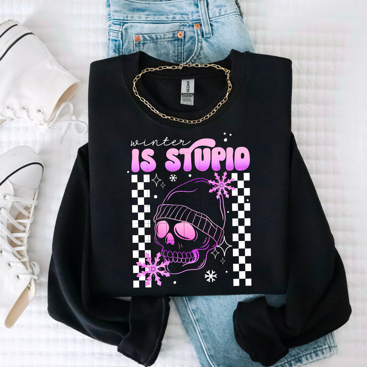 Winter is Stupid ombré skull (CSC) DTF Transfer