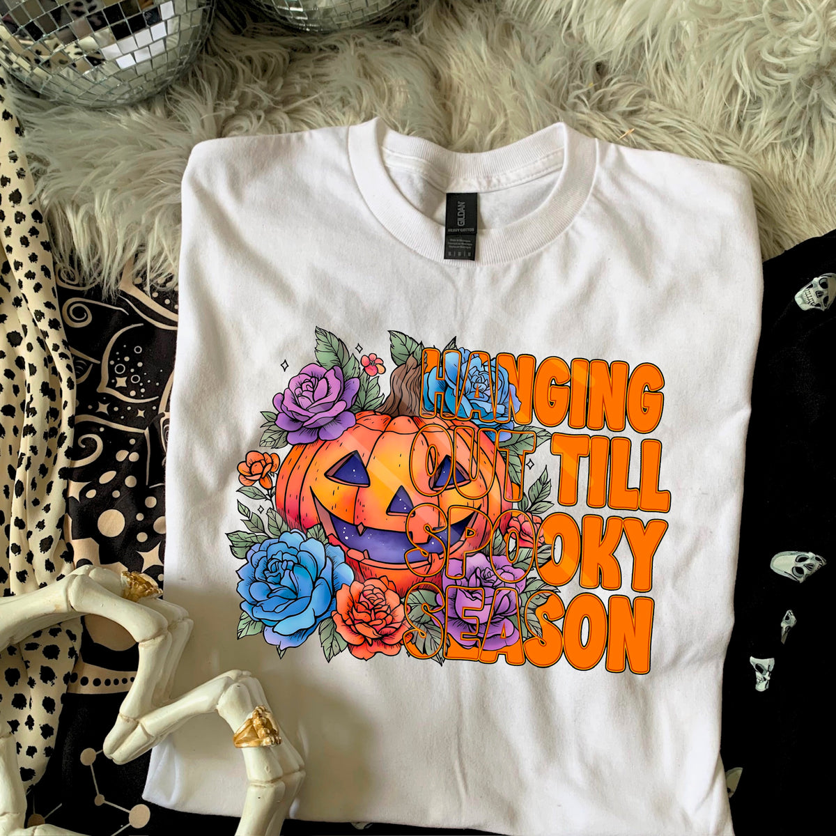 Hanging out till Spooky Season Floral Jack O Lantern 110590 DTF transfer