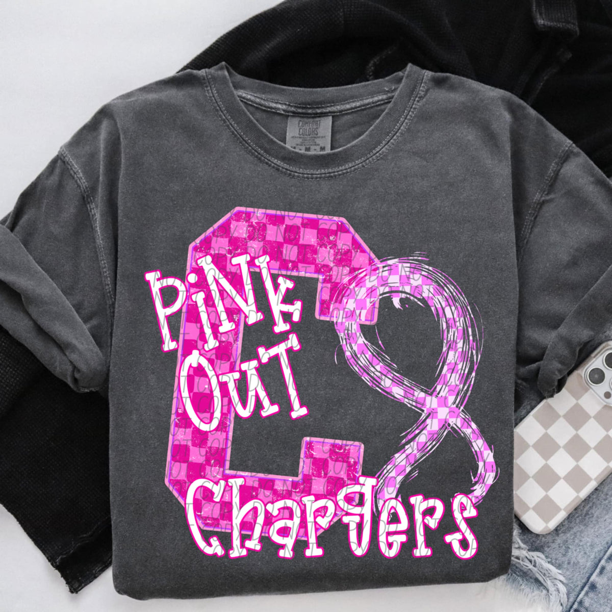 Chargers Pink Out Varsity (city) DTF Transfer