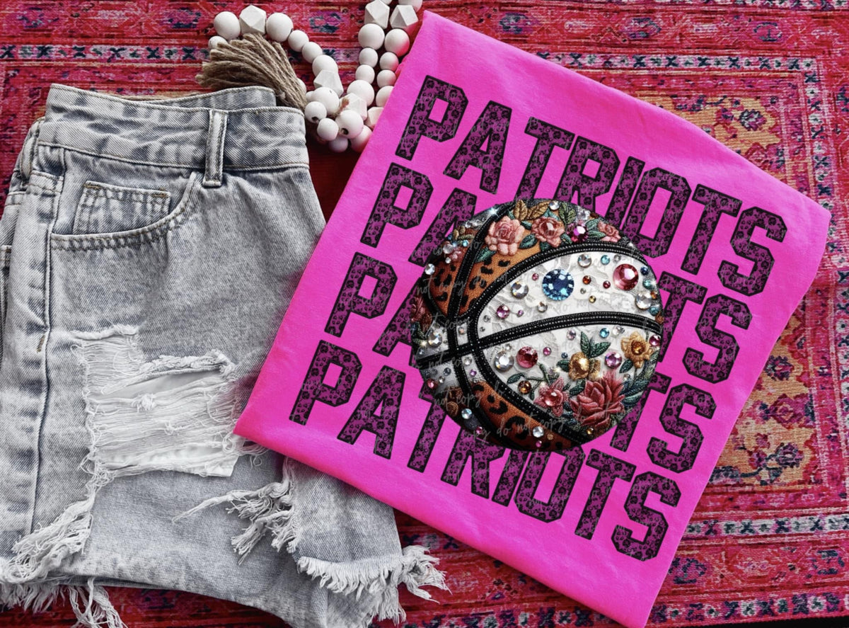 Patriots bedazzled basketball (VIRGO) 94434 DTF transfer