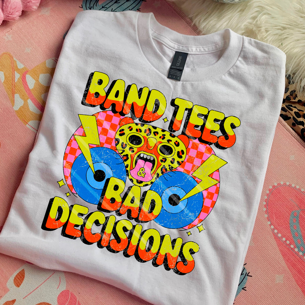 Band Tees Bad Decisions DISTRESSED (saved) 110443 DTF transfer