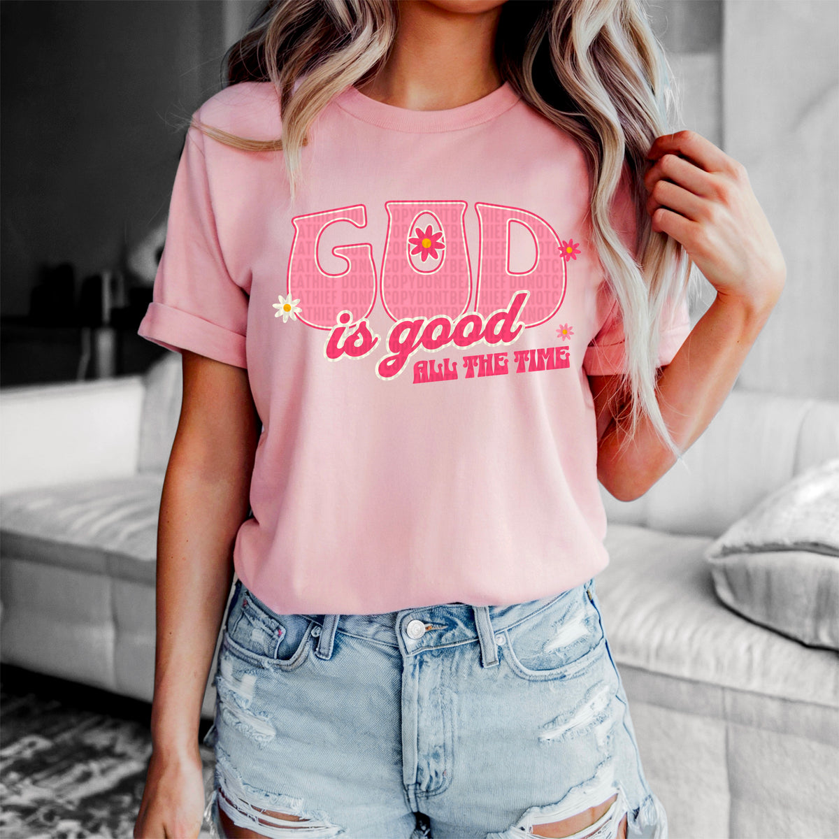 God is good all the time pink 93618 DTF transfer