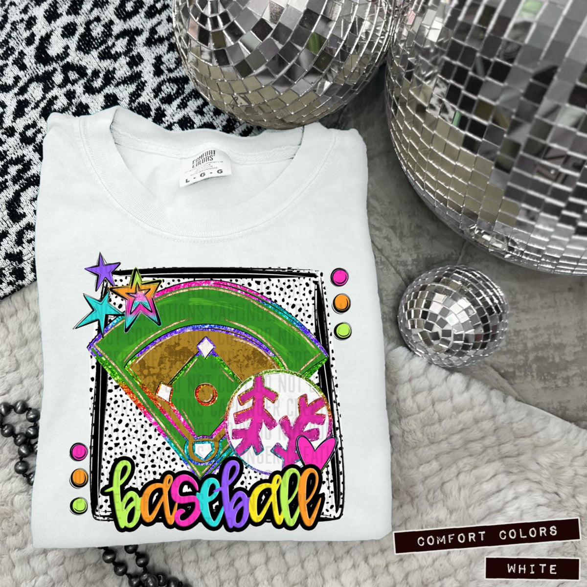 Baseball field colorful font 95942 DTF transfer
