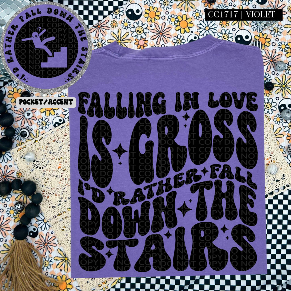 Falling in love is gross BLACK BACK (HW) 87301 DTF transfer