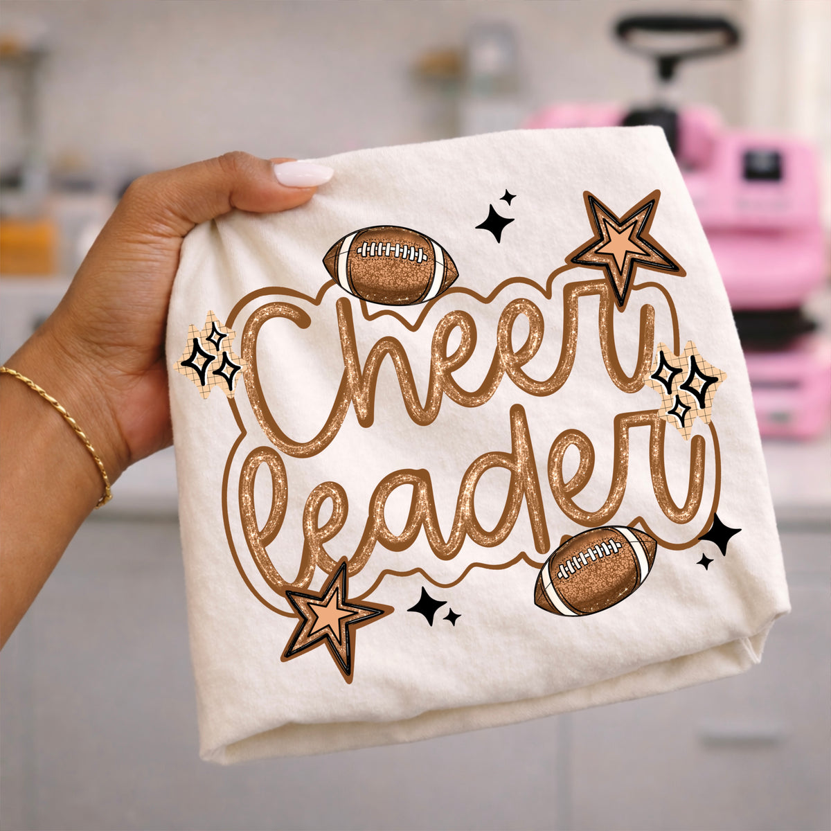 Cheerleader cursive with football (CSC) DTF transfer