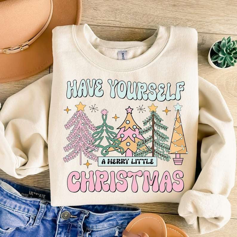 Have yourself a merry little Christmas pale pink and blue 62255 DTF transfer