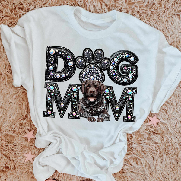 Chocolate Lab Dog mom rhinestone 49088 DTF transfer