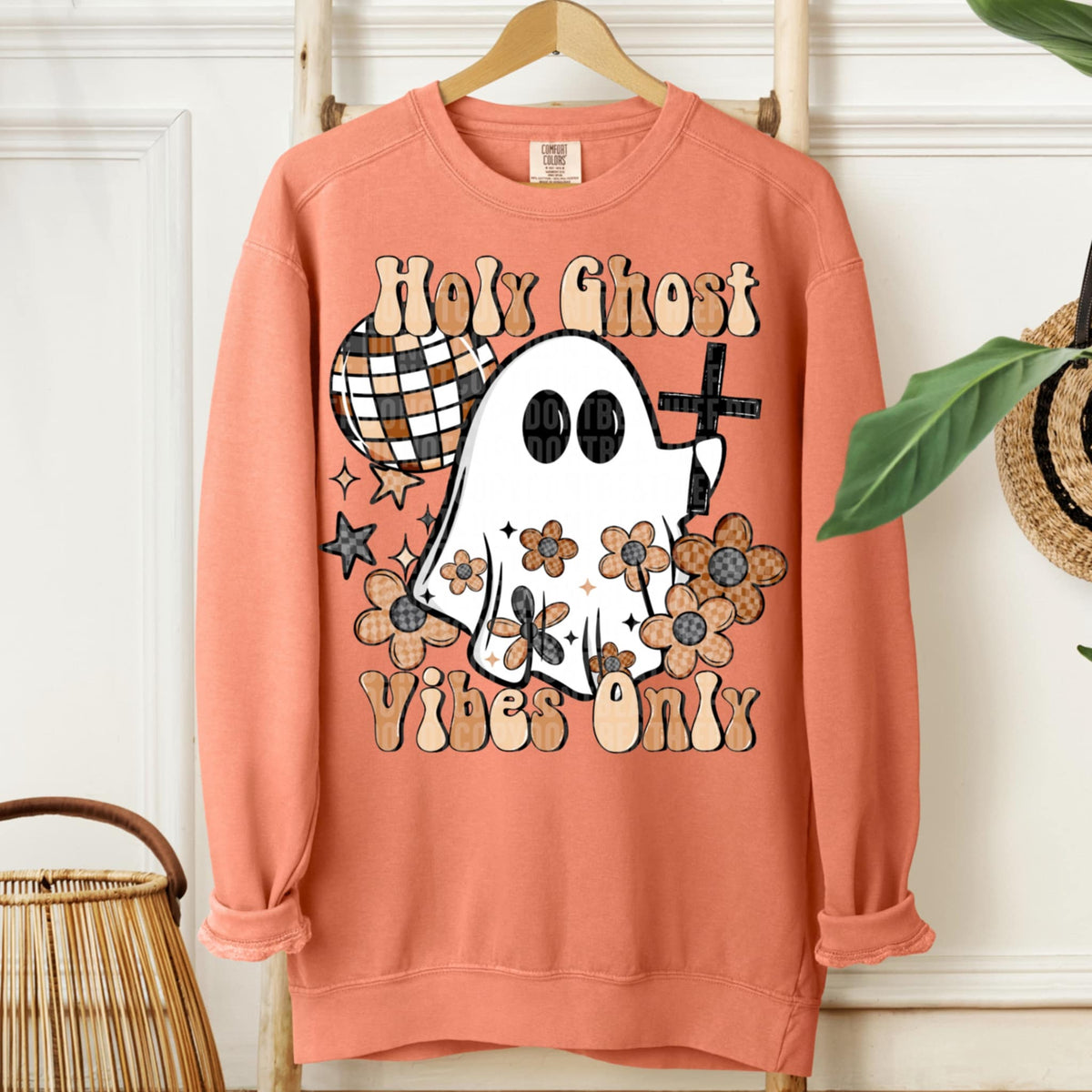 Holy Ghost Vibes With Ghosts and Checker SDD DTF transfer