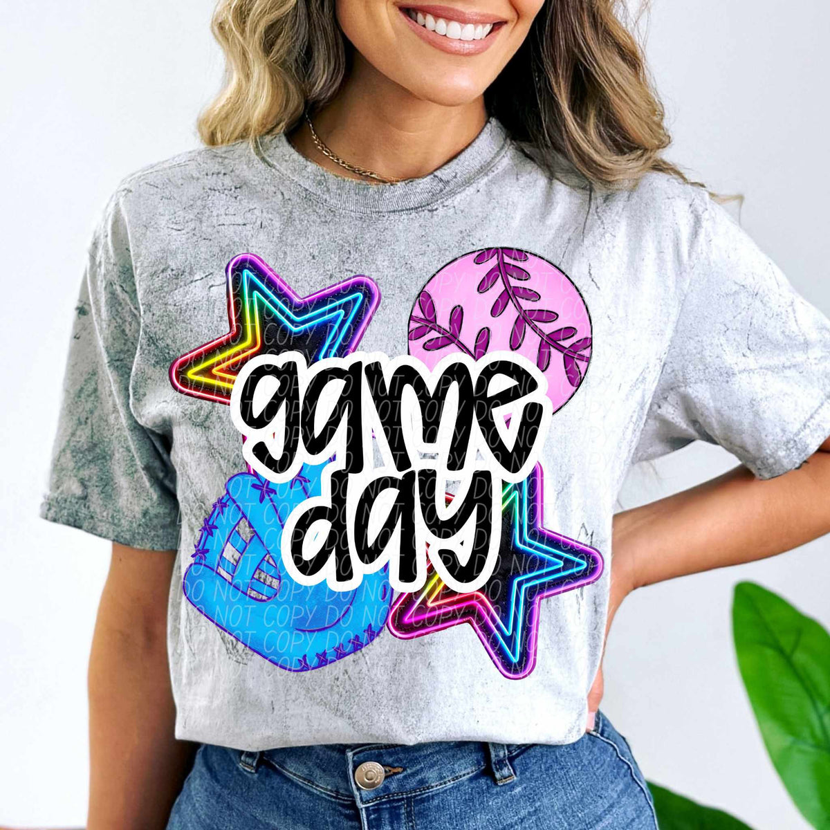 Game day neon with pink ball (CITY) 84997 DTF transfer
