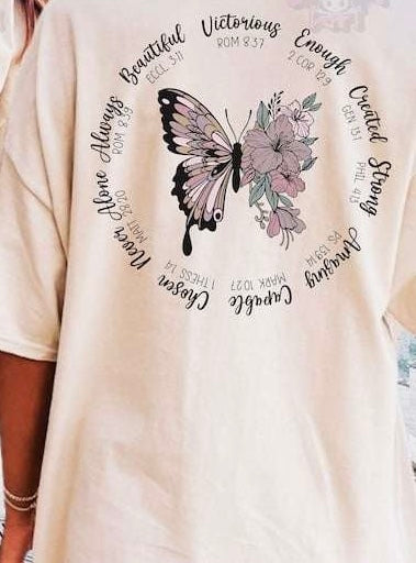 Bible verse circle floral butterfly 73816 DTF transfer