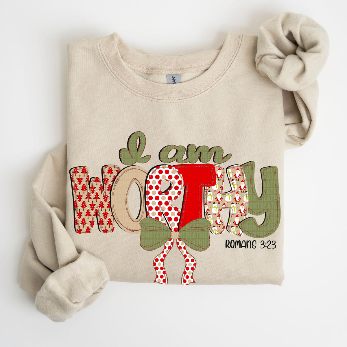 I am worthy Christmas colors (SDD) 67442 DTF transfer
