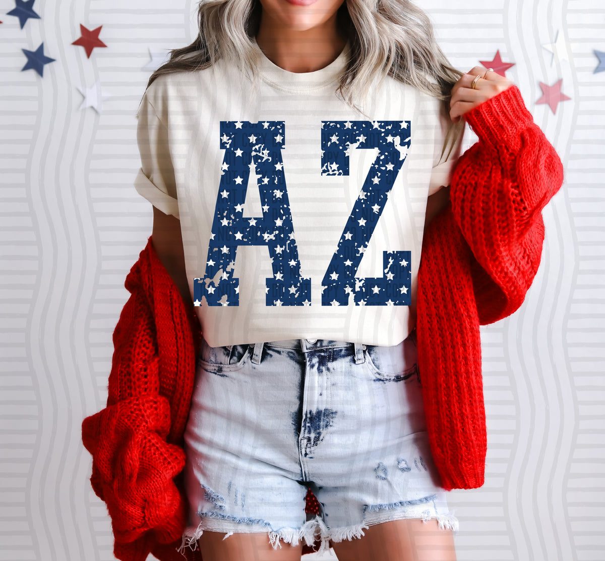 AZ white stars (Caplinger) dtf transfer