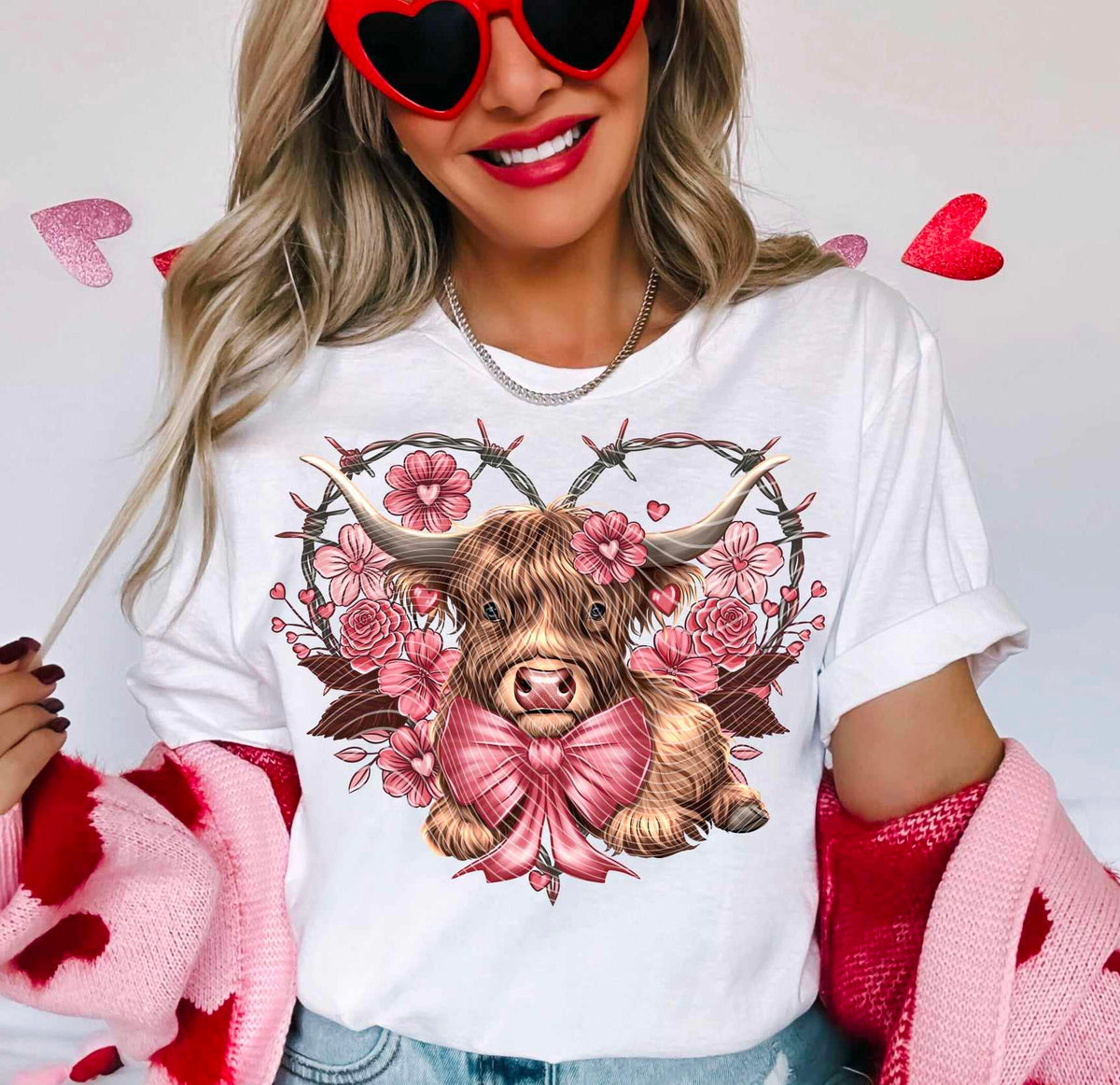 Valentine cow barbed wire heart (AG) 75784 DTF transfer