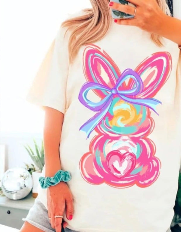 Bright pink bunny 87791 DTF transfer