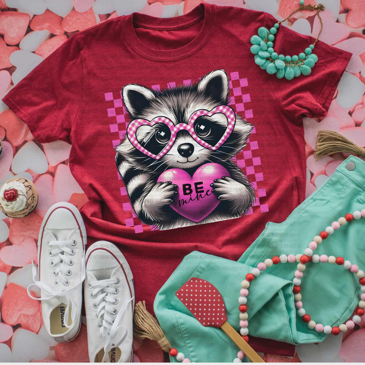 Be Mine Raccoon heart (revel) DTF Transfer