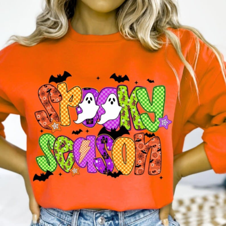 Spooky Season Letters DTF transfer