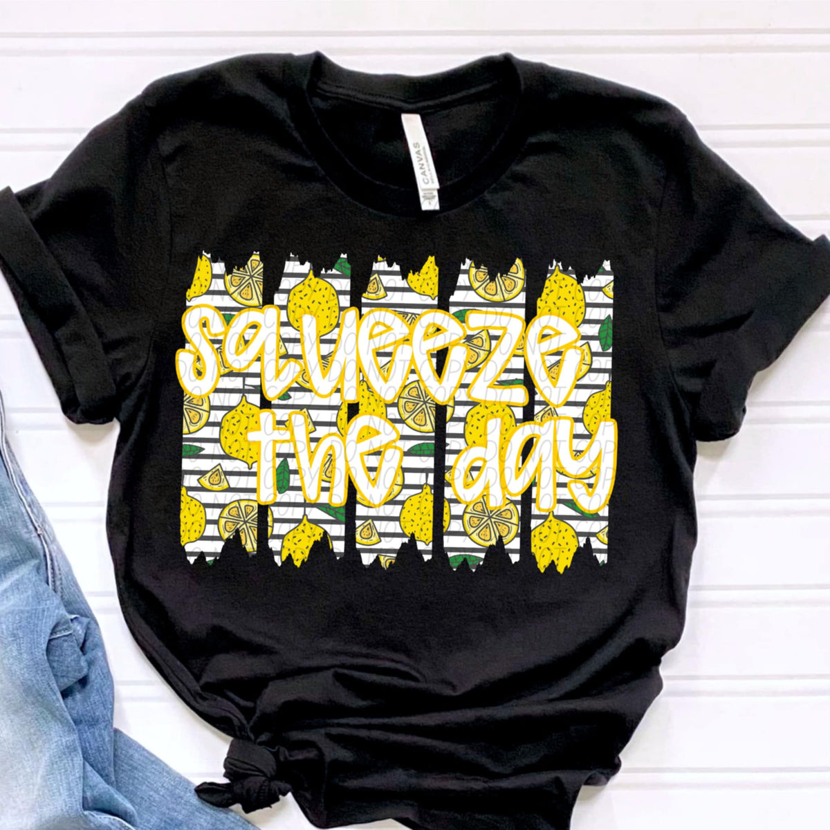 Squeeze the day lemon background (TTD) 98379 DTF transfer