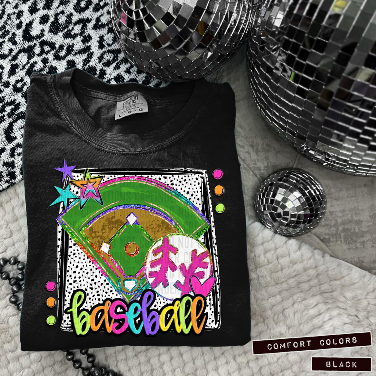 Baseball field colorful font 95942 DTF transfer