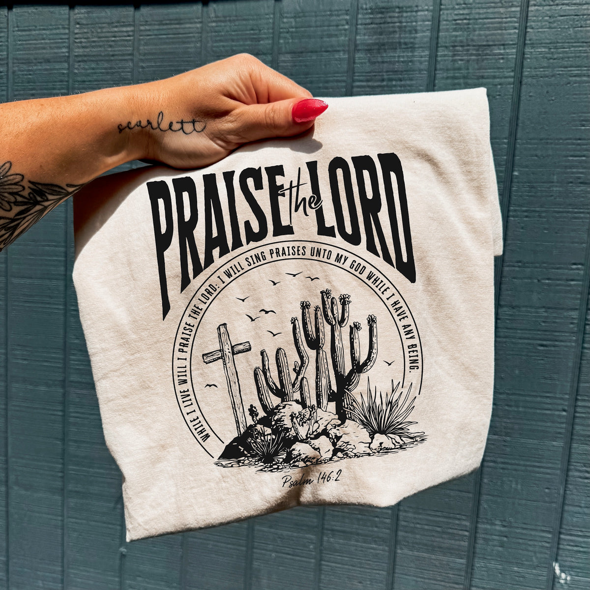 Praise the lord cactus and cross (black) DTF Transfer