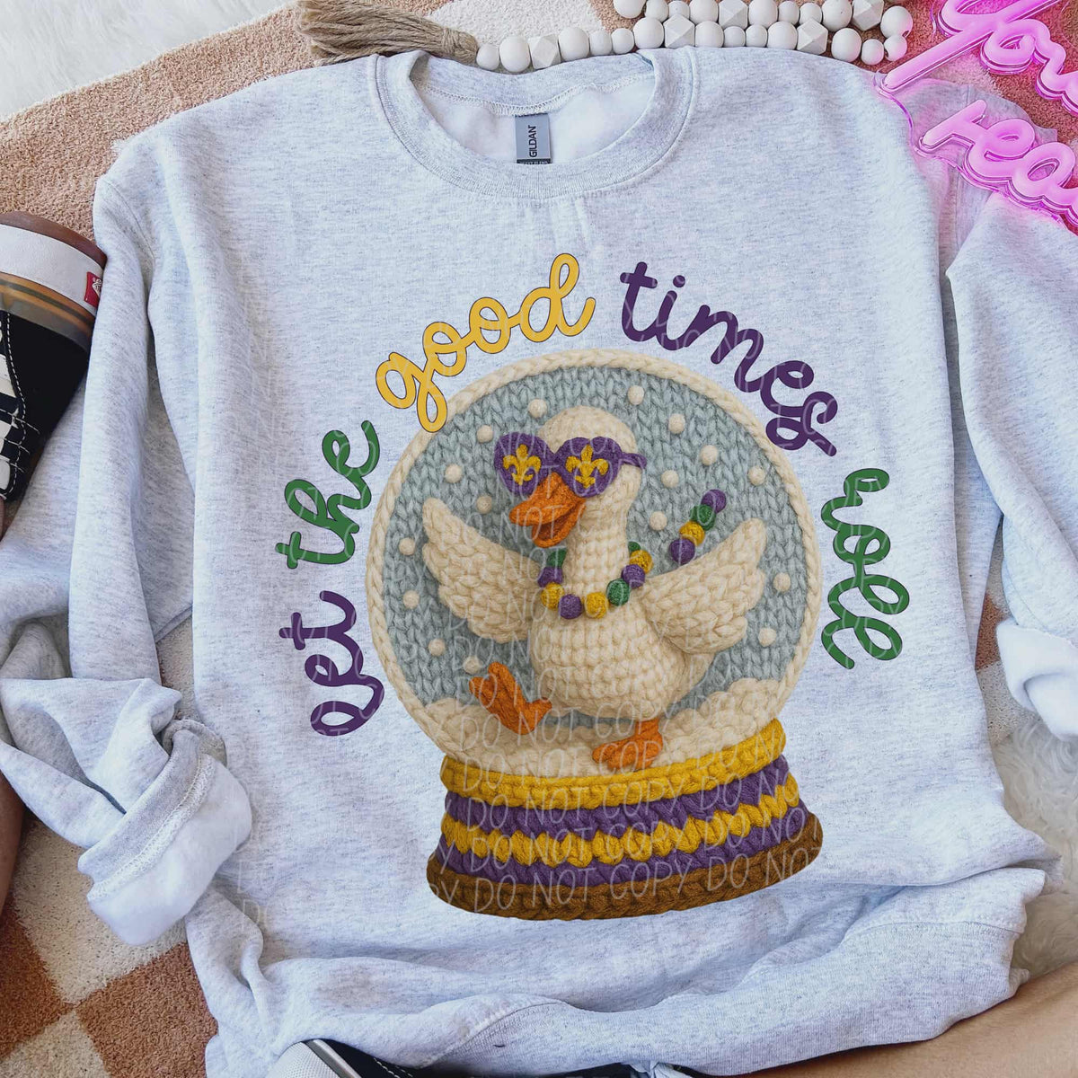 let the good times roll goose snow globe (cursive) (city) DTF Transfer