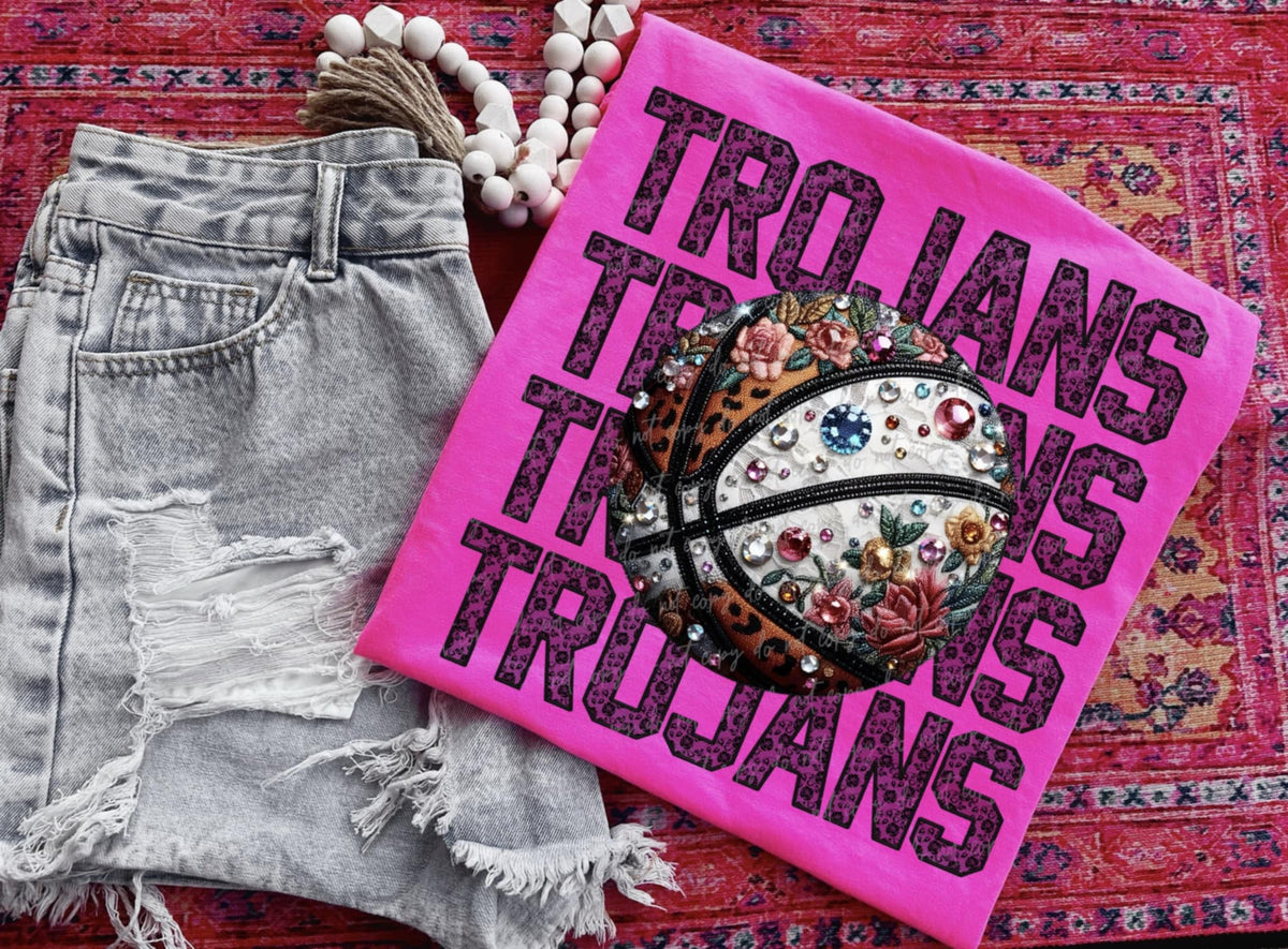 Trojans bedazzled basketball (VIRGO) 94449 DTF transfer