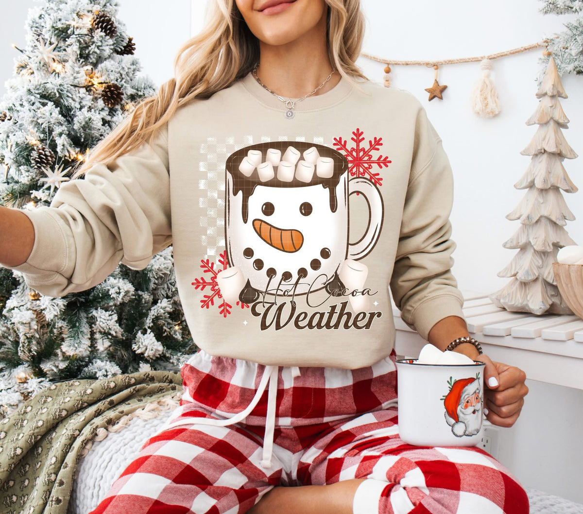 Hot Cocoa Weather white checker (Linda) DTF Transfer