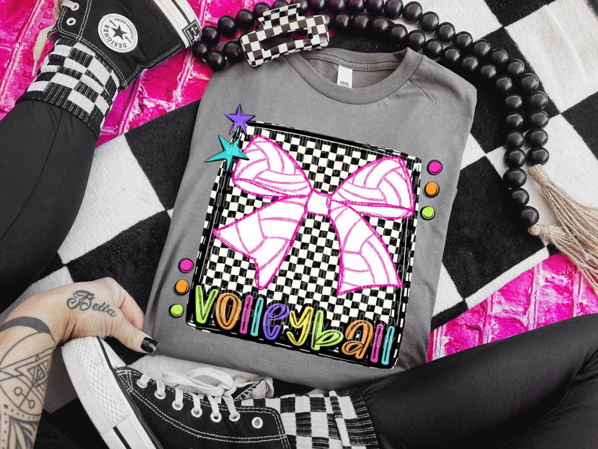 Volleyball 1 checkered preppy bright (Caplinger) 91454 DTF transferr
