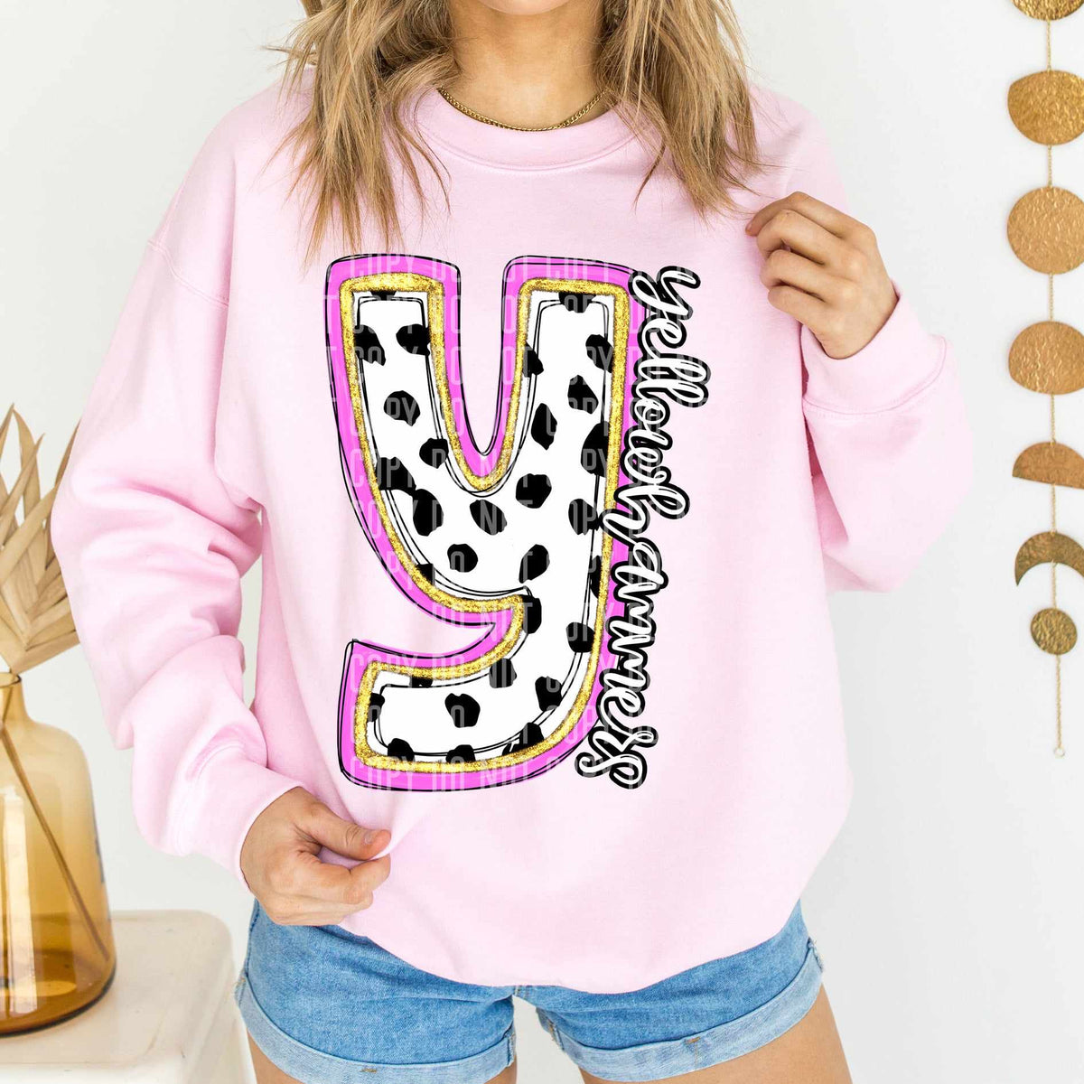 Yellowhammers Polka Font Mascot Caplinger 56219 DTF transfer