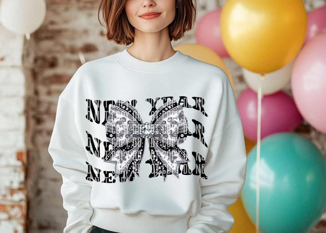 New year silver bow (caplinger) 73088 DTF transfer