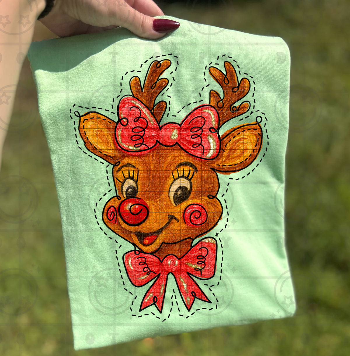 Reindeer with bow (HW) DTF Transfer
