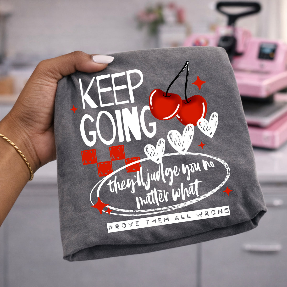 Keep going cherry (white) (CSC) DTF Transfer