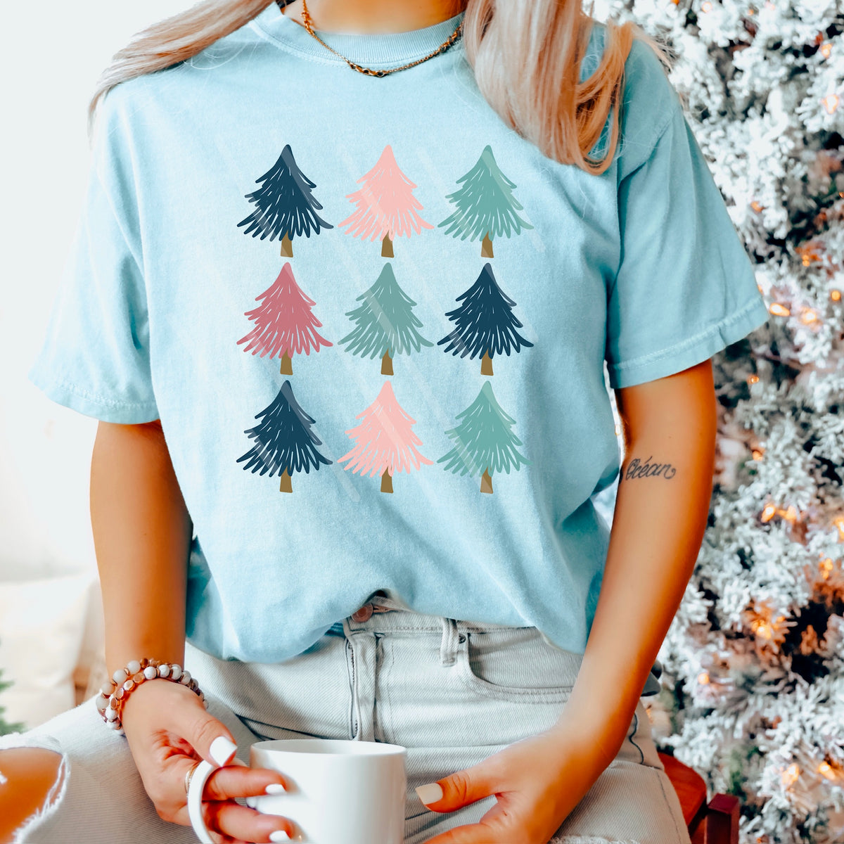 Navy and Pink trees 113891 DTF Transfer