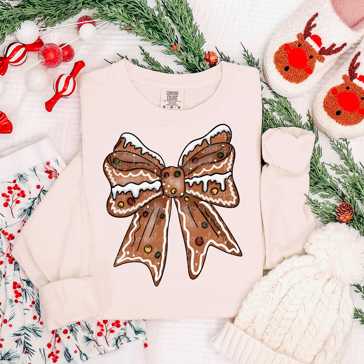 Gingerbread Bow with icing RTD DTF transfer