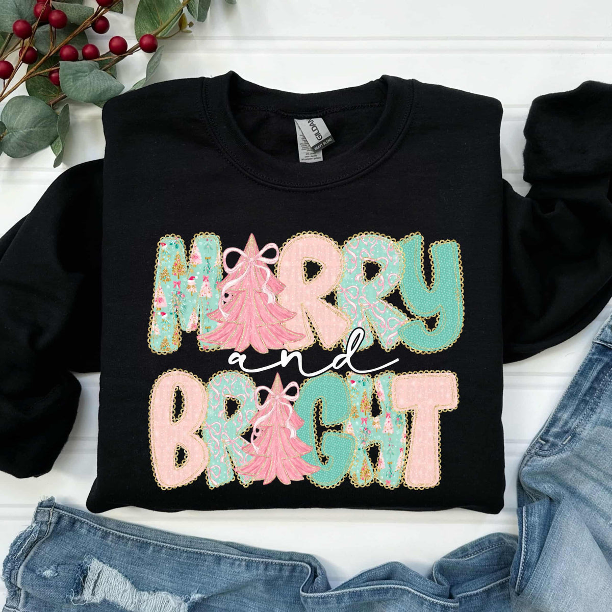 Merry and Bright pastels with tree (SDD) DTF Transfer