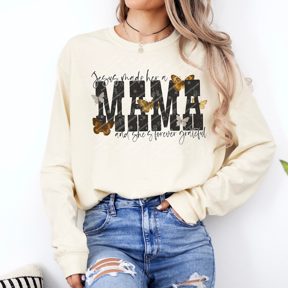Jesus made her a mama butterflies (scarlow) DTF transfer