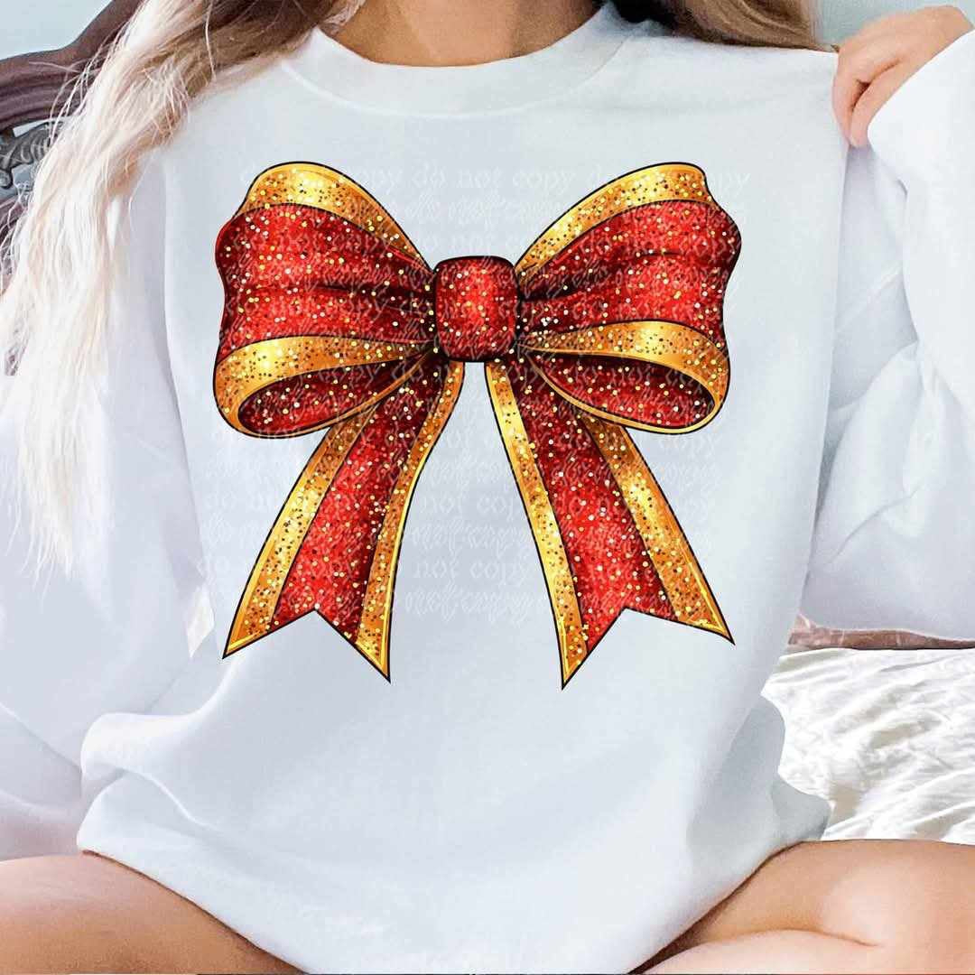Red and gold bow (TTD) 84457 DTF transfer