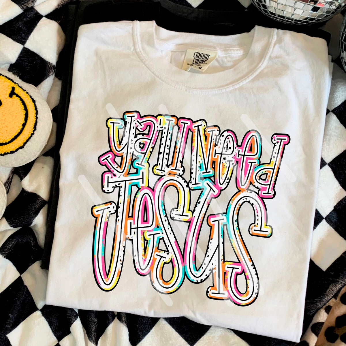 Yall need Jesus (colorful Dalmatian font) 110637 DTF transfer