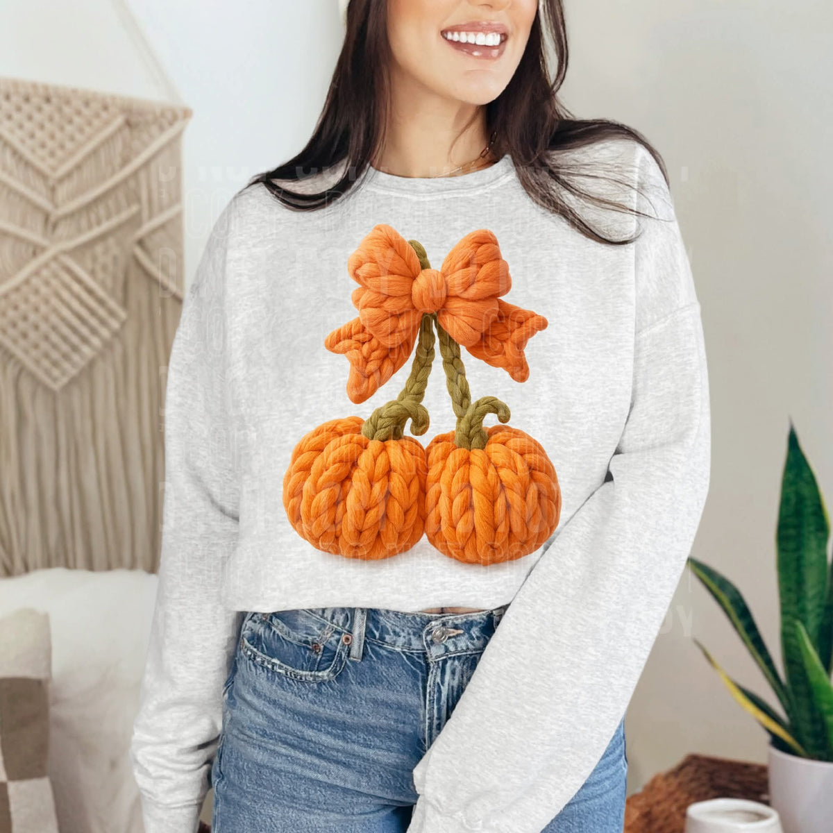 Faux Yarn Pumpkin Cherries (SBB) DTF Transfer