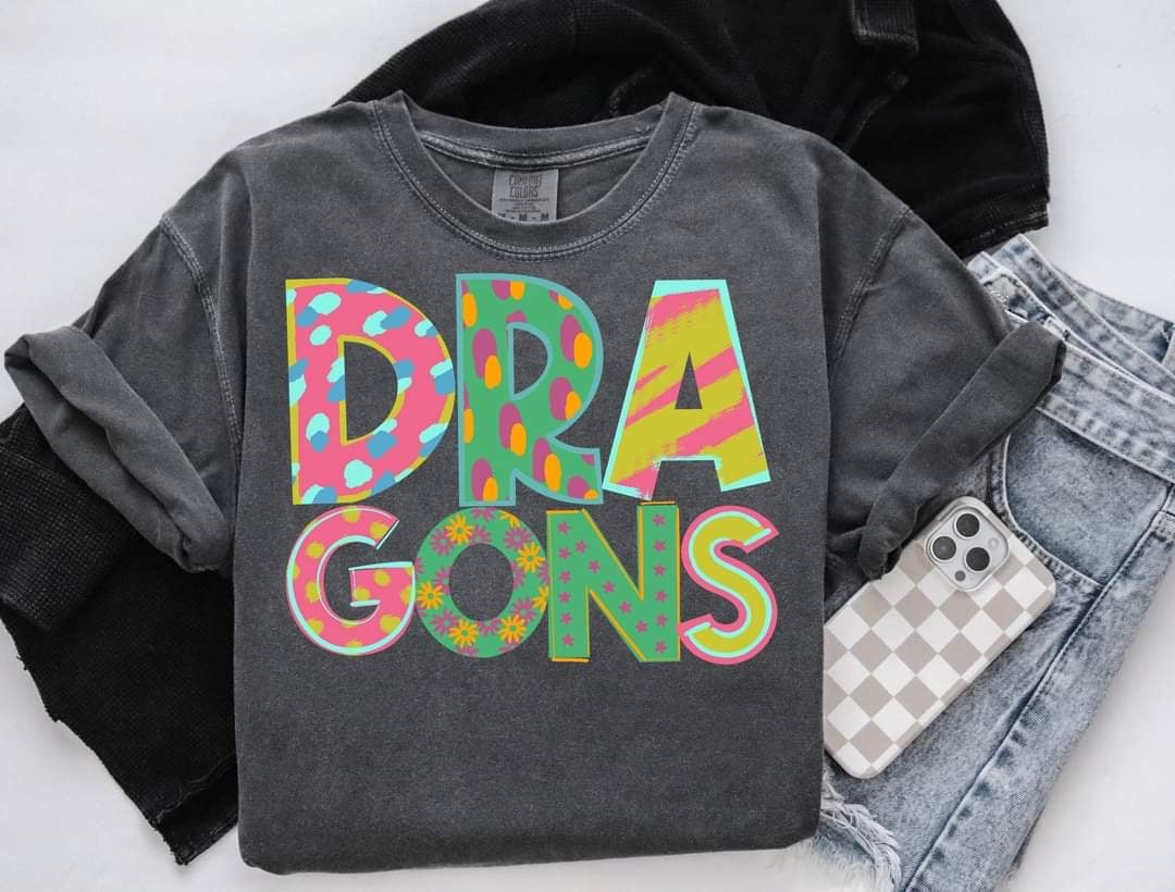 Dragons patterned font (S&G) 60361 DTF transfer
