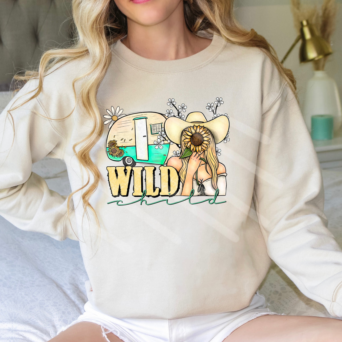 Wild child sunflower light skin tone blonde hair (cstage) 114283 DTF transfer