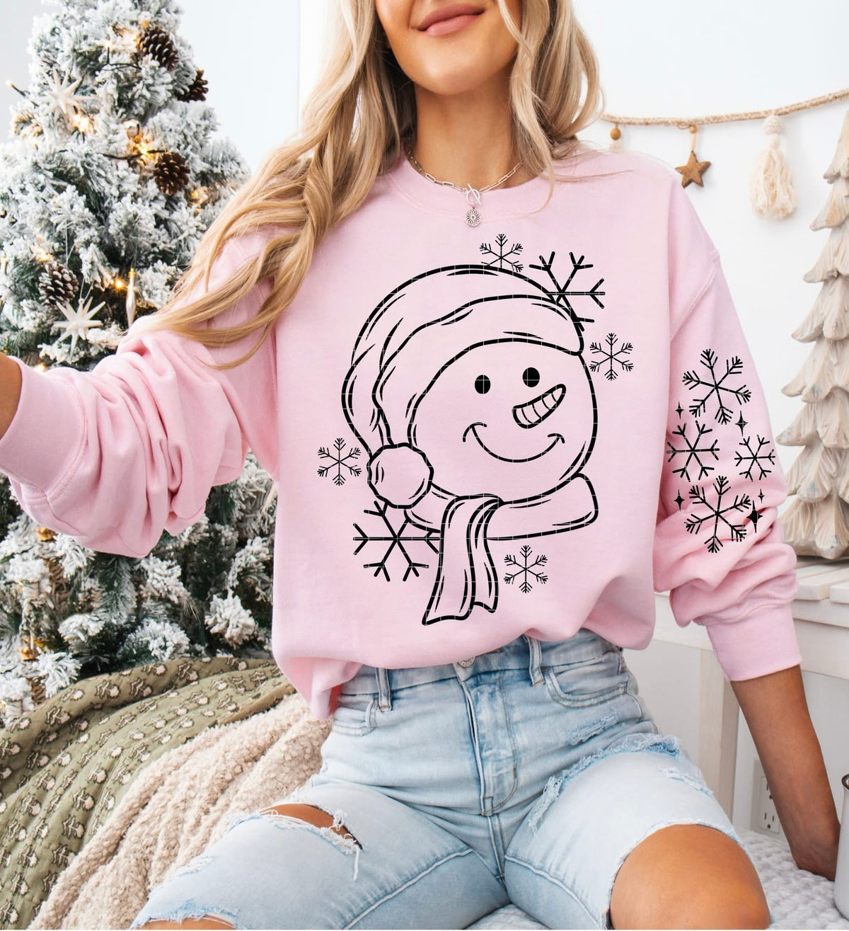 Snowman Black front only (Linda) DTF Transfer